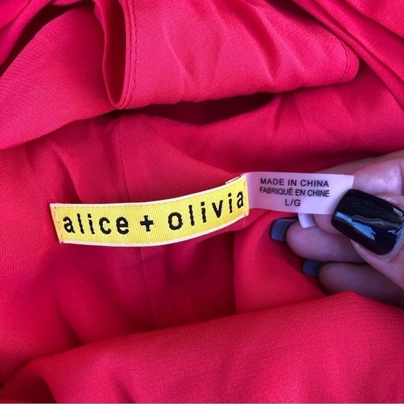 Alice + Olivia Red Orange Racerback Silk Blend Mini Dress Large - Picture 5 of 7